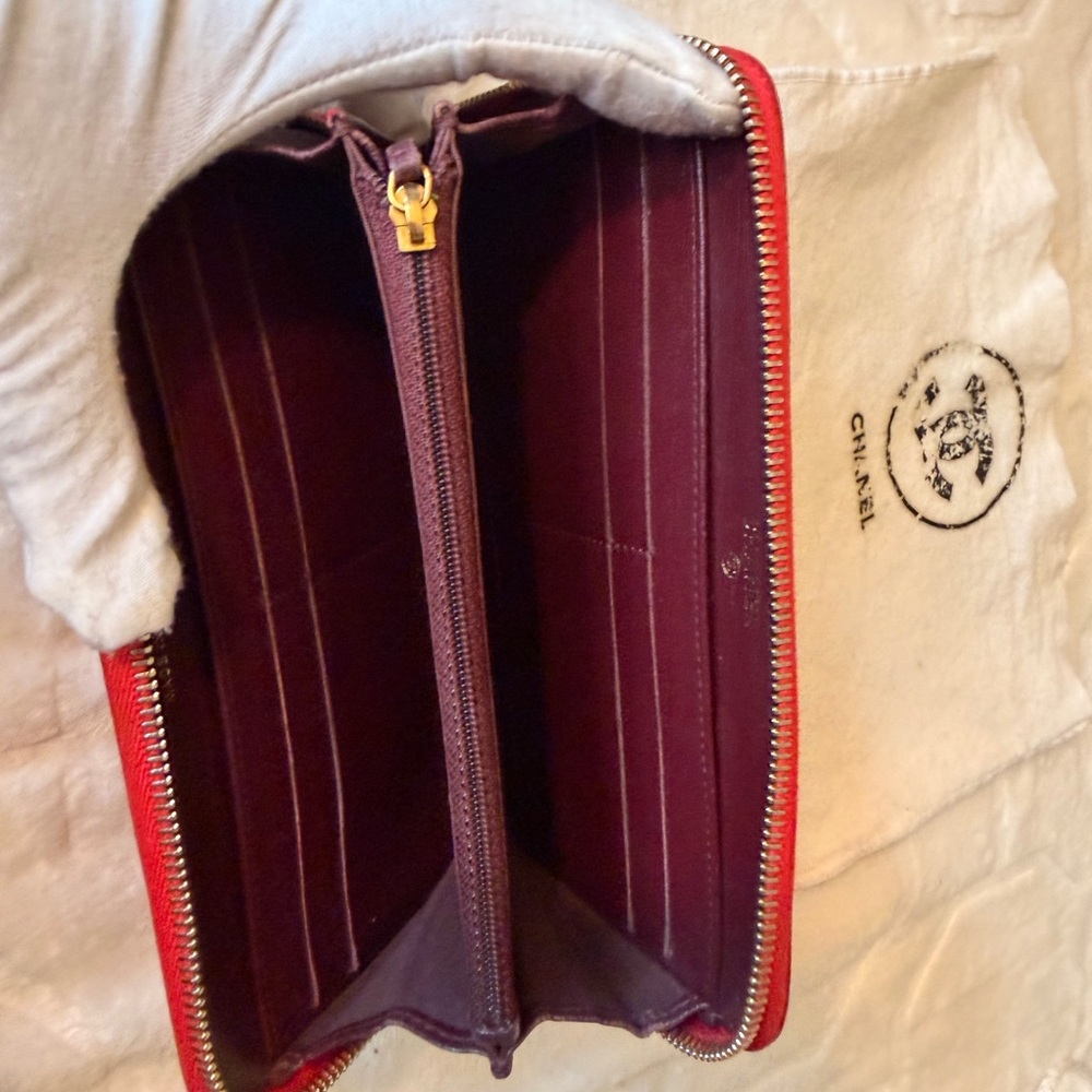 CHANEL Mademoiselle Coco Mark Zip Around Wallet in Red - Picture 14 of 16